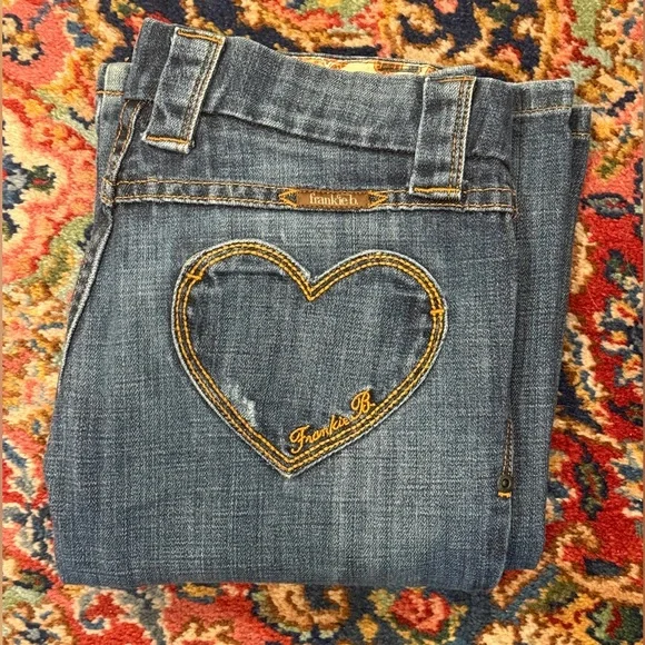 Frankie B Y2K Vintage Low Rise Flare Leg jeans with heart butt detail - Size 2 - Picture 6 of 9